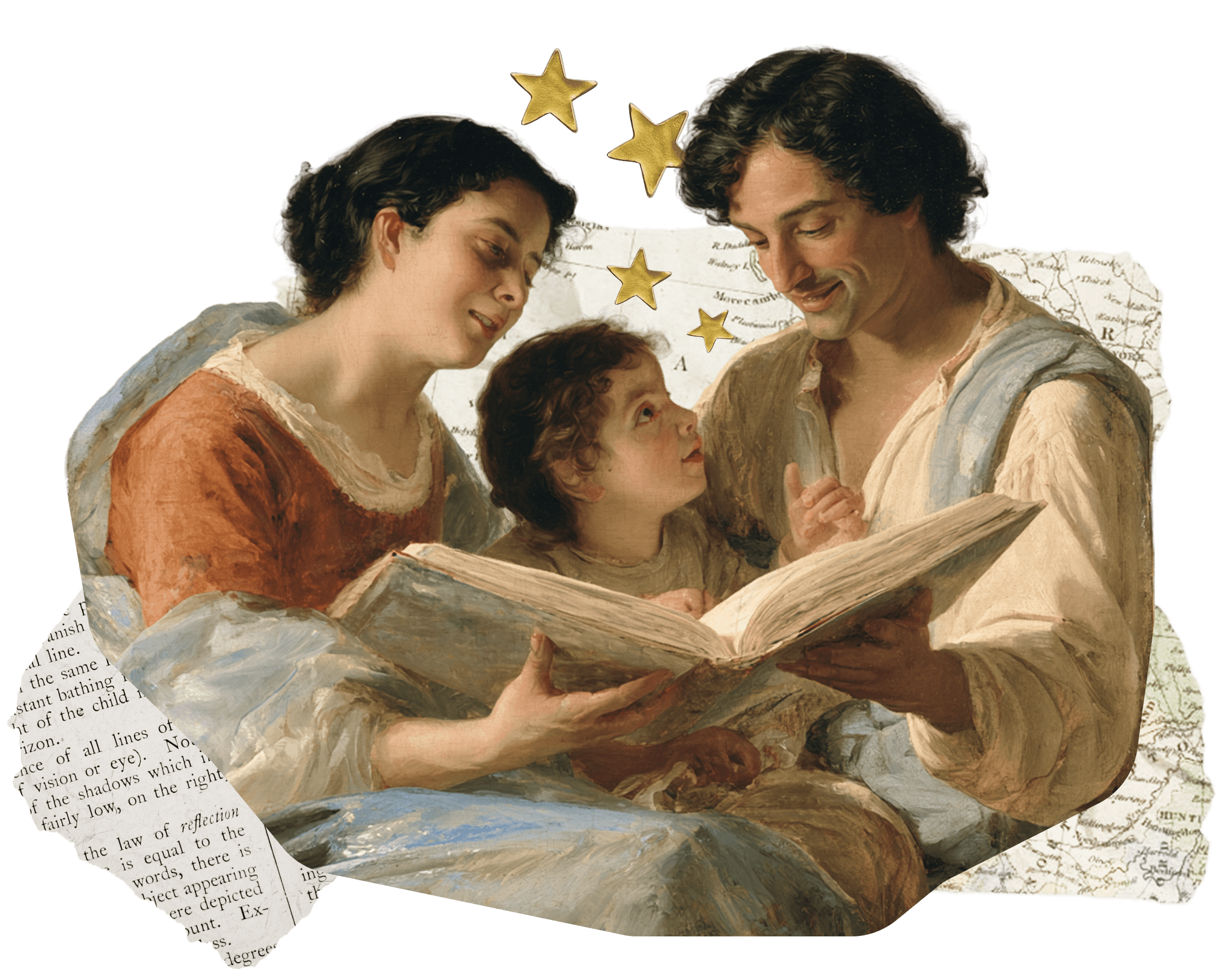 A family reading a book together