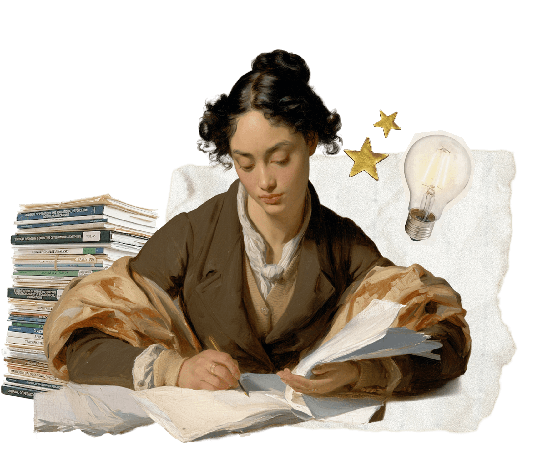 A scholar working at a desk