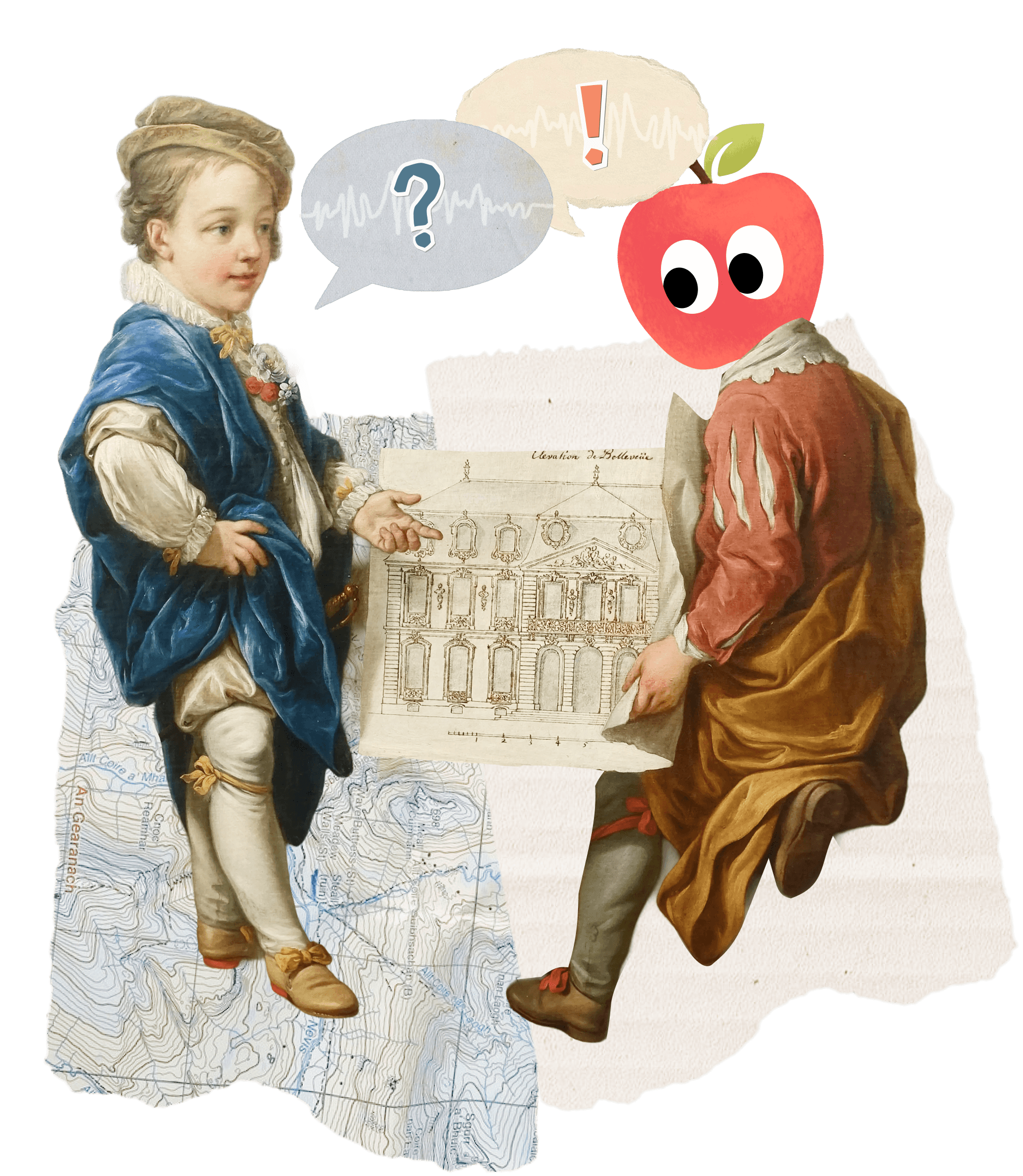 A student and Aristotle discussing a drawing together